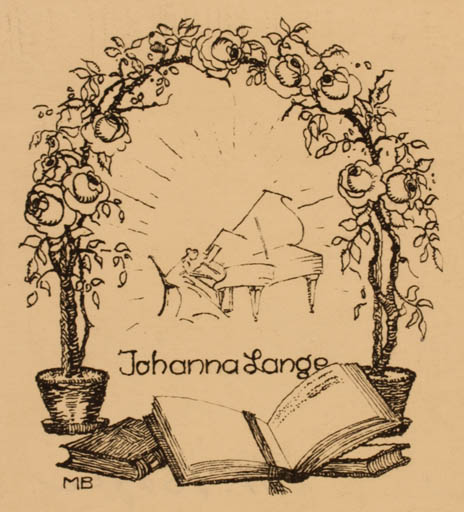 Exlibris by M. Bayer from Unknown for Johanna Lange - Flower Book Flora Music 