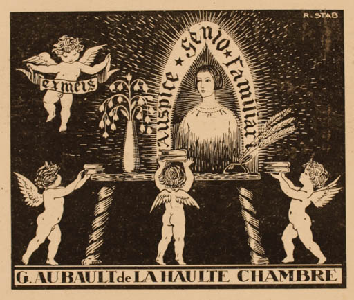 Exlibris by R. Stab from Unknown for G. Aubault de La Haulte - Angel 