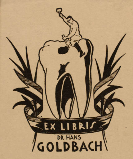 Exlibris by ? Unbekannt from Unknown for Dr. Hans Goldbach - Working Medicine 