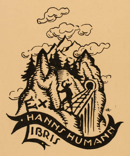 Exlibris by Hugo Recktenwaldt from Germany for Hanns Humann - Mountain 