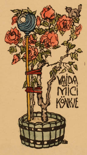 Exlibris by ? ? from Unknown for ? Mici. Vajda - Flower Flora 