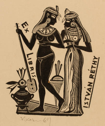 Exlibris by Konstantin S. Koslovskij from Ukraine for Dr. Istvan Rethy - Woman Egypt 