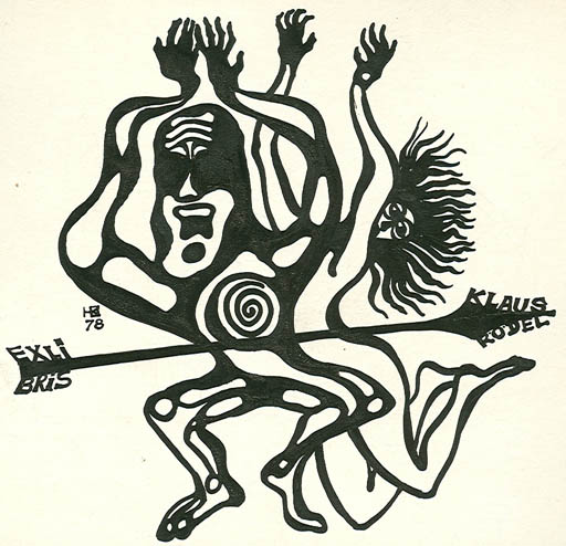 Exlibris by Jurij W. Kuznetsow from Soviet Union for Klaus Rödel - Couple 