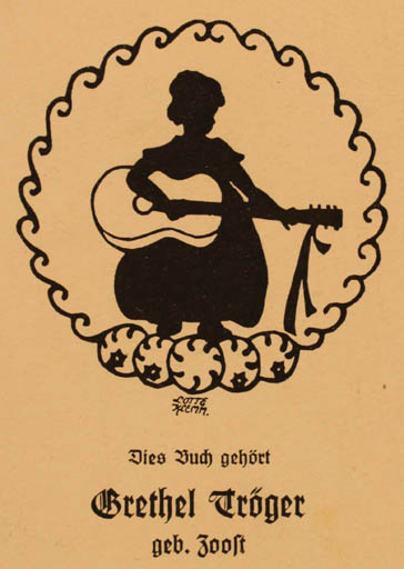 Exlibris by Lotte Klemm from Germany for Grethel Tröger - Music 