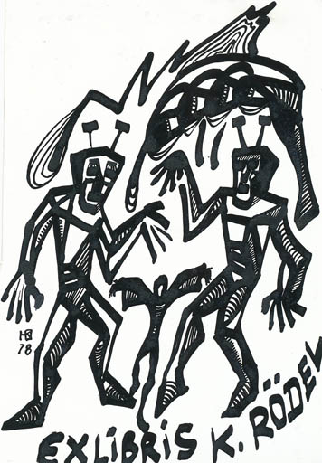 Exlibris by Jurij W. Kuznetsow from Soviet Union for Klaus Rödel - Drama 