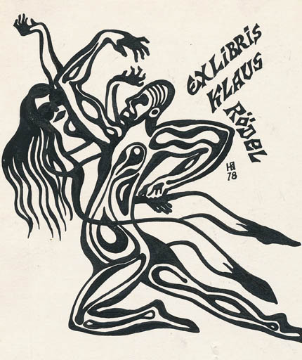 Exlibris by Jurij W. Kuznetsow from Soviet Union for Klaus Rödel - Couple 