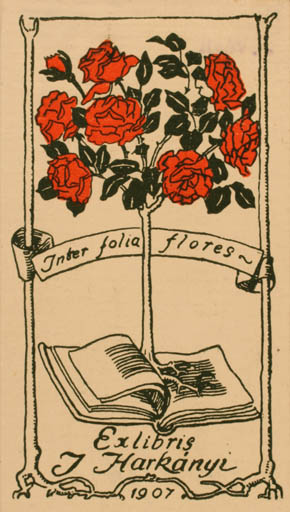 Exlibris by J Vegh from Hungary for J. Harkanyi - Flower Book Jugend 