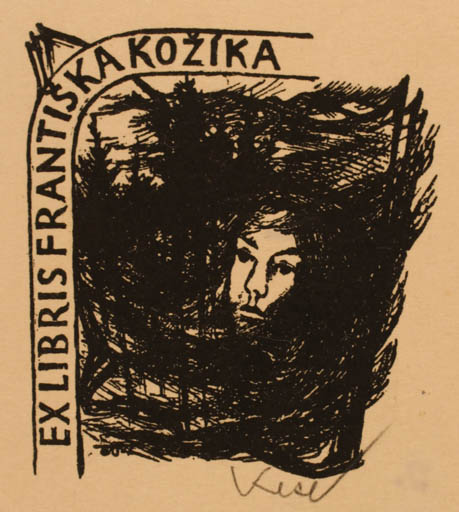 Exlibris by J Kesl from Czechoslovakia for Frantiska Kozika - Portrait 