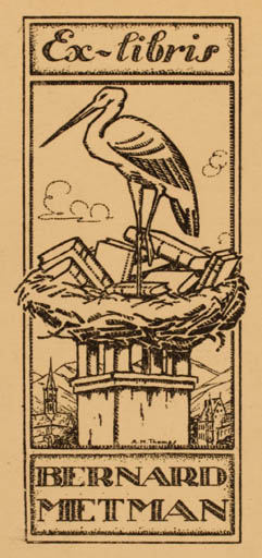 Exlibris by A.M Thomas from Unknown for Bernard Mietman - Book Fauna 