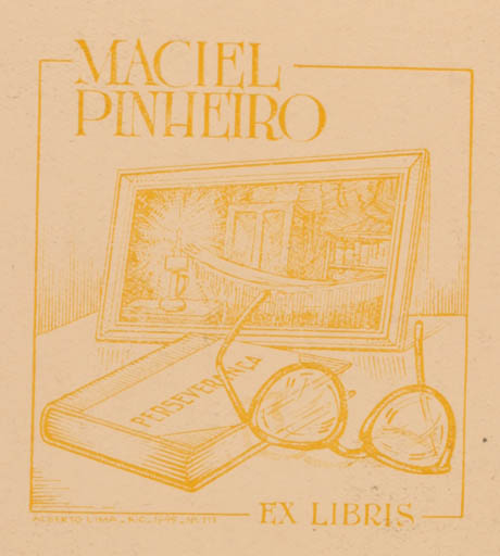 Exlibris by Alberto Lima from Unknown for Maciel Pinheiro - Book Art 