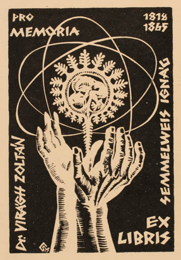 Exlibris by Levente Csutak from Romania for Dr. Zoltan Viragh - Hand(s) 