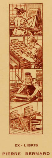 Exlibris by Acier Malinvaud from France for Pierre Bernard - Working Printing technique 