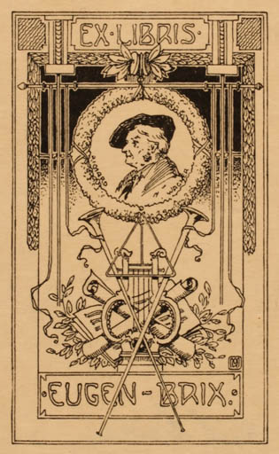 Exlibris by Richard Moser from Austria for Eugen Brix - Jugend Music Portrait 