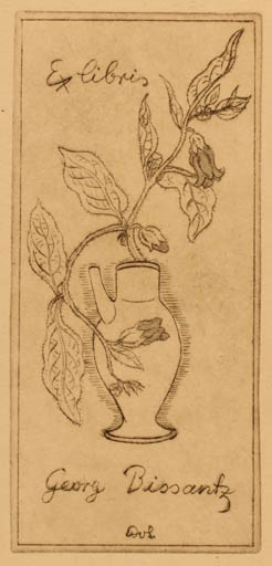 Exlibris by Werner von Scheidt from Unknown for Georg Bissantz - Flower Flora 