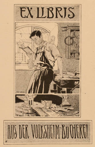 Exlibris by Eva Zewy from Unknown for Bücherei Volksheim - Working 