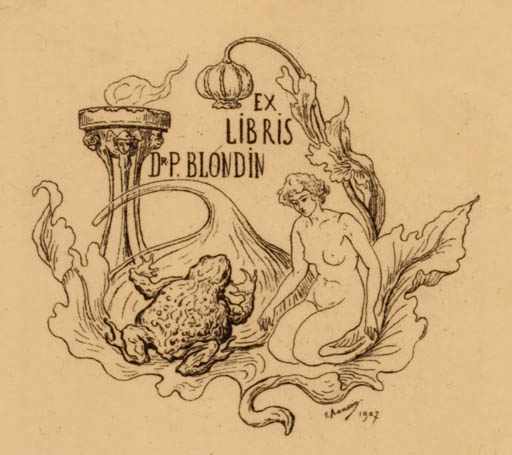 Exlibris by T Aanson from Unknown for Dr. P. Blondin - Erotica Fauna 