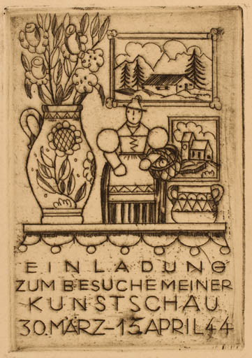 Exlibris by ? Unbekannt from Unknown for ? Einladung - Working 