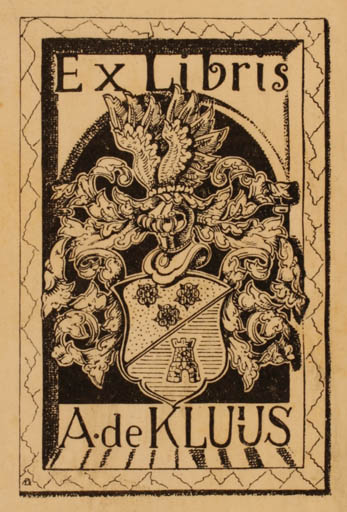 Exlibris by ? Unbekannt from Unknown for A. de Kluijs - Heraldry 