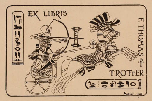 Exlibris by ? Molnar from Hungary for F. Thomas Trotter - Horse Military/War Egypt 