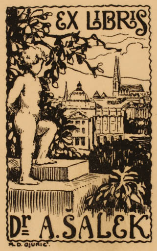 Exlibris by M. D. Gjuric from Czechoslovakia for Dr. A. Salek - Child City 