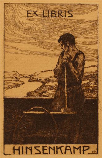Exlibris by Fritz Hegenbarth from Germany for L. Hinsenkamp - Working Jugend Scenery/Landscape 