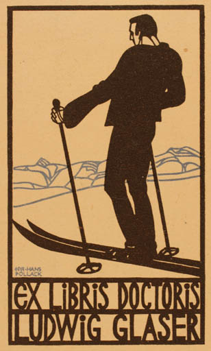 Exlibris by Hans Pollack from Austria for Ludwig Glaser - Scenery/Landscape Sport/game 