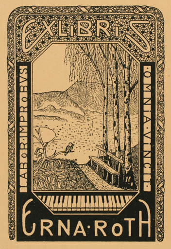 Exlibris by Dr. Wilhelm Roth from Schwitzerland for Erna Roth - Jugend Scenery/Landscape 