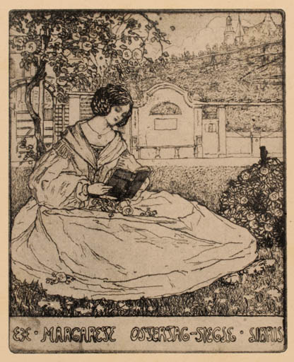 Exlibris by O. Tauschek from Austria for Margarete Ostertag-Siegle - Book Jugend Woman 