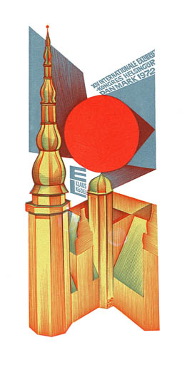 Exlibris by Anatolij Kalaschnikow from Soviet Union for Klaus Rödel - Abstract Architecture Exlibris Congress 