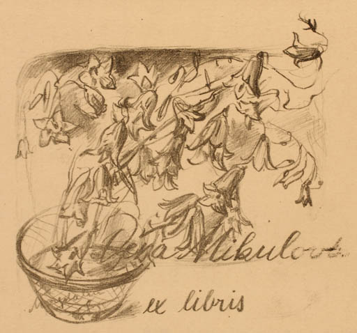 Exlibris by Magoalena Koneina from Unknown for Dena Mikulova - Flower 