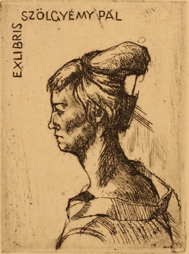 Exlibris by F Furláu from Unknown for Pal Szölgyemy - Portrait 