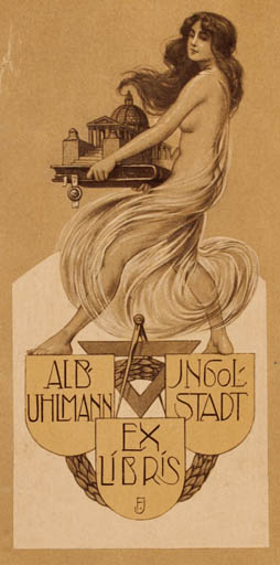 Exlibris by Jozef Frank from Belgium for Alb. Uhlmann - Architecture Woman 