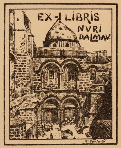 Exlibris by Mariano Fortuny from Spain for Nuri Dalmau - Architecture Castle/Palace 