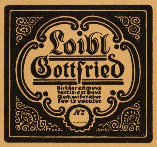 Exlibris by Franz Loibl from Unknown for Gottfried Loibl - Text/Writing 