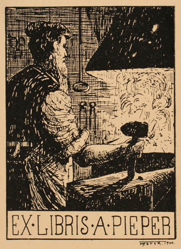 Exlibris by A. Pieper from Germany for A. Pieper - Working 