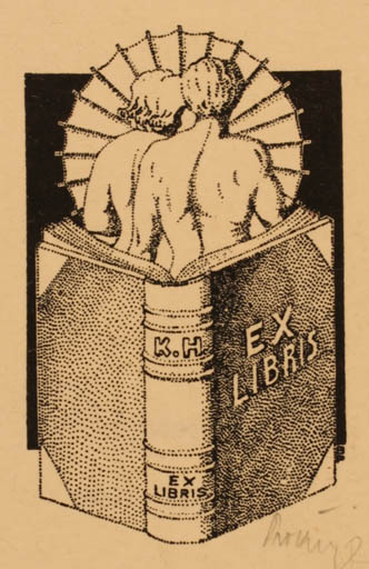 Exlibris by Bedrich Prokop from Czech Republic for ? K. H. - Book Couple 