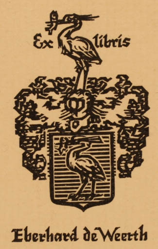 Exlibris by Elisabeth Schumacher from Germany for Eberhard Weerth - Heraldry 