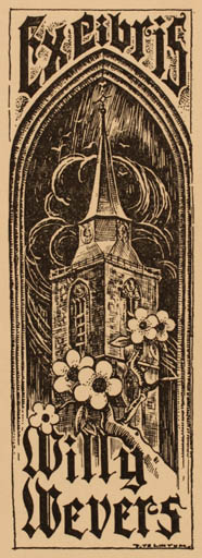 Exlibris by P. Telintum from Unknown for Willy Wevers - Church 