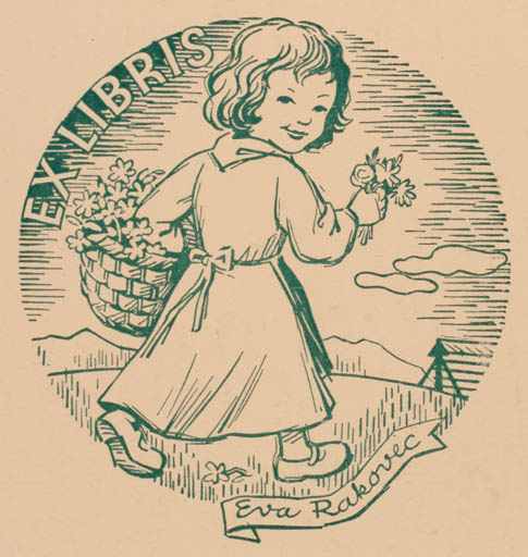 Exlibris by Joze Trpin from Yugoslavia for Eva Rakovec - Child Flower 
