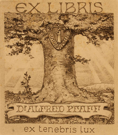 Exlibris by H. Wirsing from Germany for Dr. Alfred Pfaff - Tree 