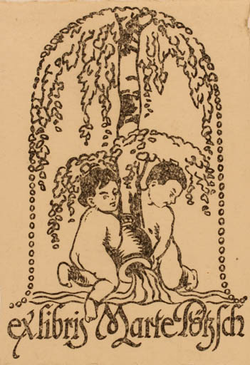 Exlibris by Wolfg. Wittich from Germany for Marte Pötzsch - Child Jugend Tree 