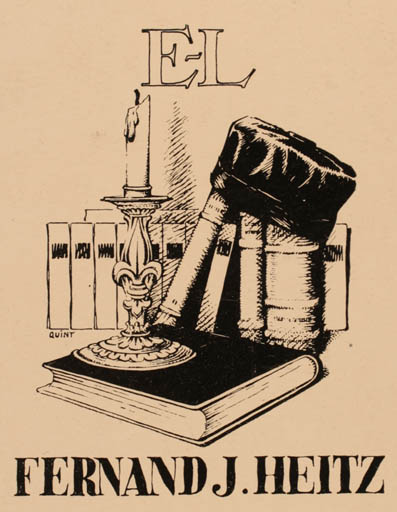Exlibris by ? Quint from Germany for Fernand J. Heitz - Book Law 