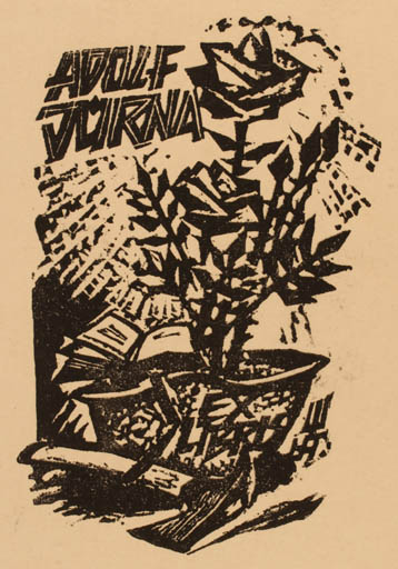 Exlibris by Ernin Lettover from Unknown for Adolf Jürna - Flower 