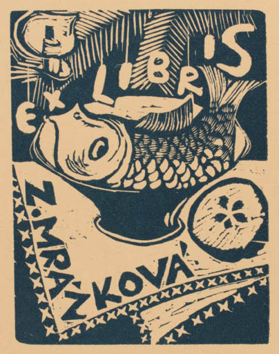 Exlibris by V Haulik from Unknown for Z. Mrazkova - Fish 