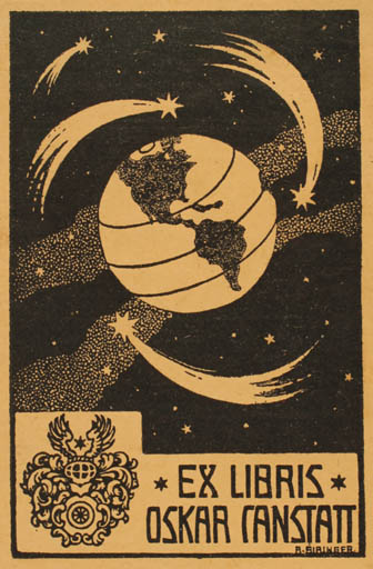 Exlibris by R. Biringer from Germany for Oskar Cannstatt - Cosmos 