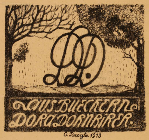 Exlibris by O. Broglie from Unknown for Dora Dornbirer - 