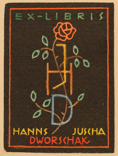 Exlibris by Hanns Juscha Dworschak from Unknown for Hanns Juscha Dworschak - Monogram Text/Writing 