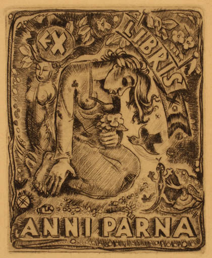 Exlibris by Toivo Kulles from Estonia for Anni Parna - Woman 