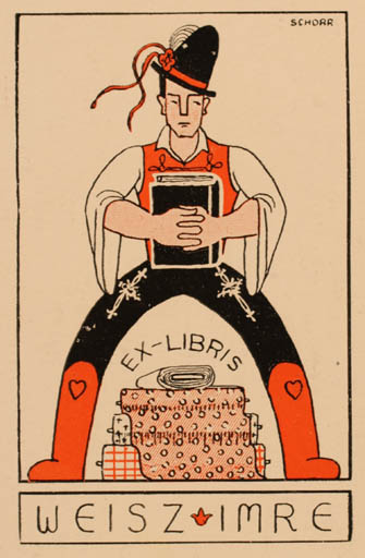 Exlibris by Tibor Schorr from Hungary for Imre Weisz - Book Man 