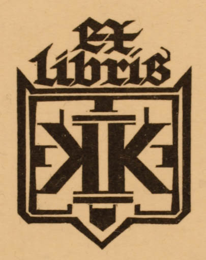 Exlibris by Elisabeth Schumacher from Germany for ? K. K. - Monogram 